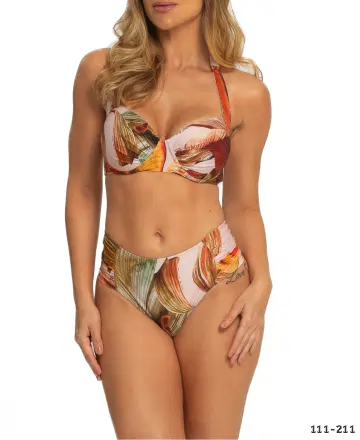 biquíni sutiã meia-taça com sustentação e calça hotpant com drapeado na lateral | La Playa