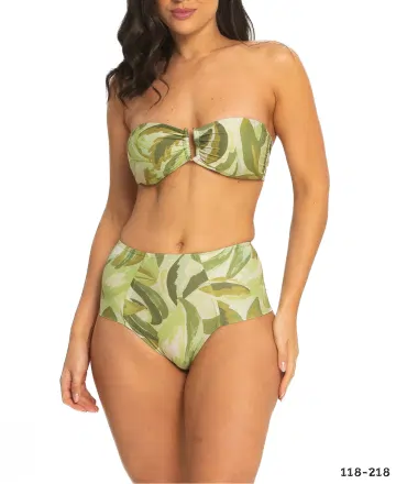 biquíni tomara q caia com acessório central e calça hotpant fio duplo | La playa