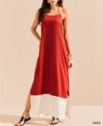 saída de praia vestido longo em viscose com alça em corda de algodão | De Chelles