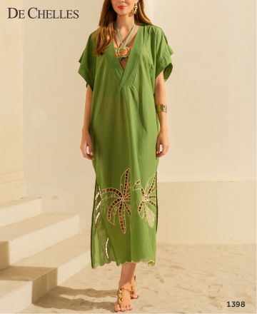 1398 - SAÍDA KAFTAN DE ALGODÃO BORDADO - DE CHELLES